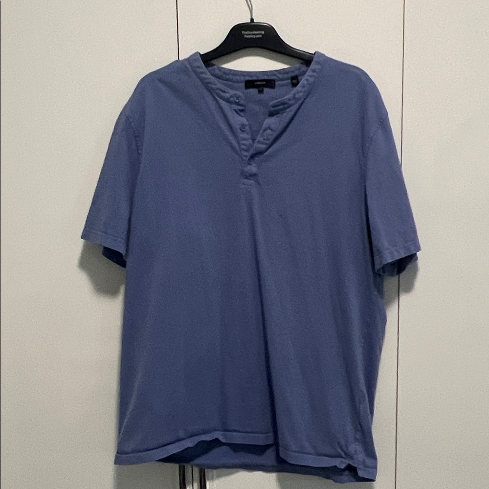 Vince Men's Short Sleeve Henley in Slate Blue